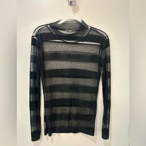 Sheer Black Striped Women's Top Size Small